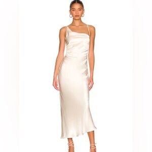 Shona Joy La Lune Bias Cowl Midi Dress in Cream